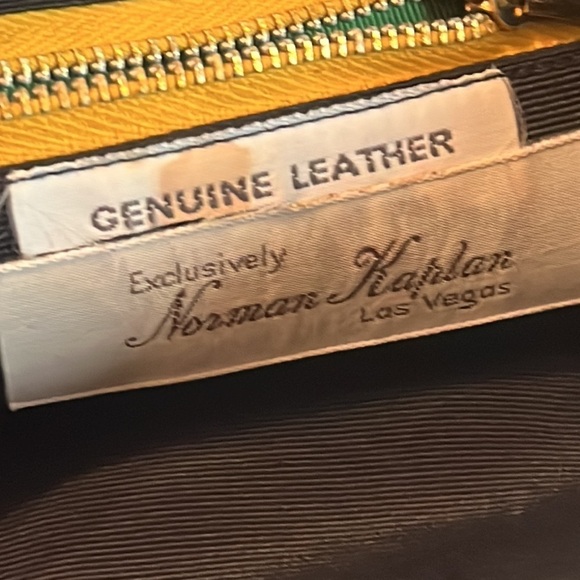 Norman Kaplan Las Vegas Shoulder Bag Gold Chain Clasp Strap Genuine Leather - Picture 8 of 10